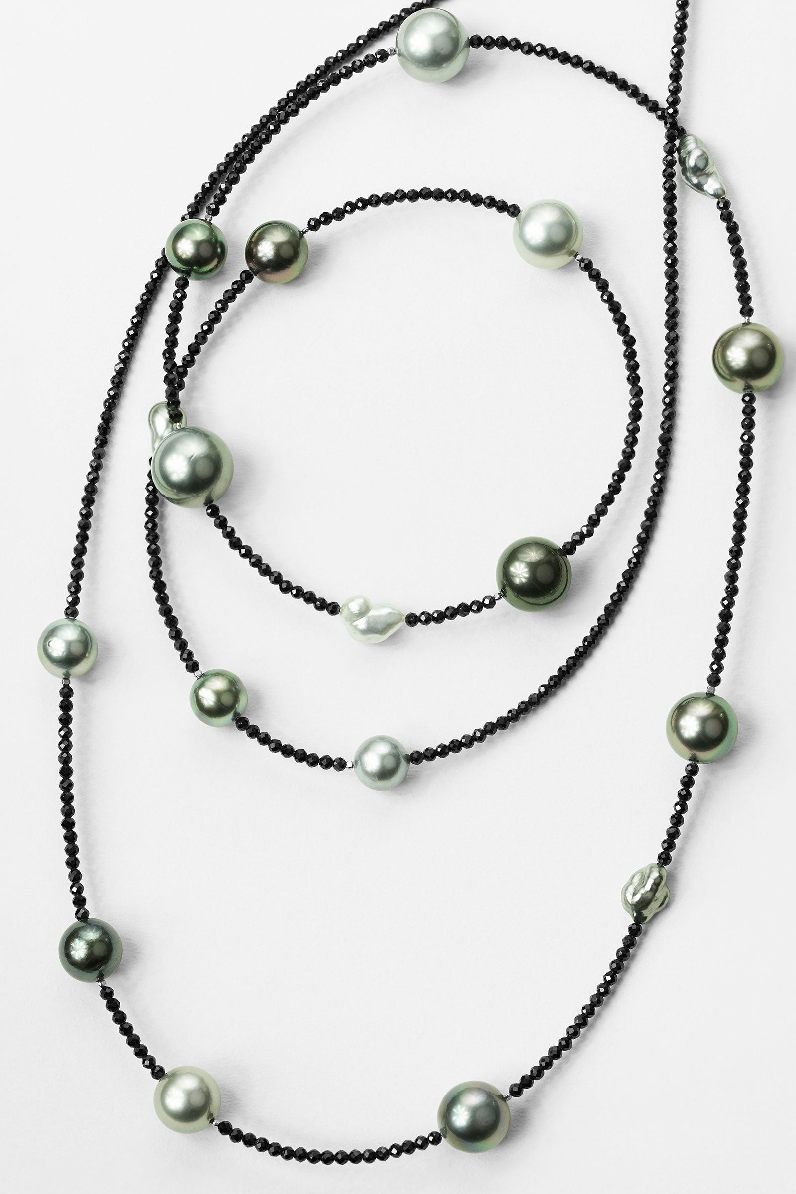 Collier Argent 925 Avec Perle Noire De Tahiti, Spinelle & Grenat - Neuf Avec étiquettes - ROSEMIMOSA